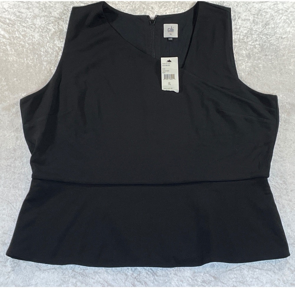 Cabi Starlet Shell Women XL Black New Asymmetrical Peplum Sleeveless Top 4578 - Picture 3 of 11